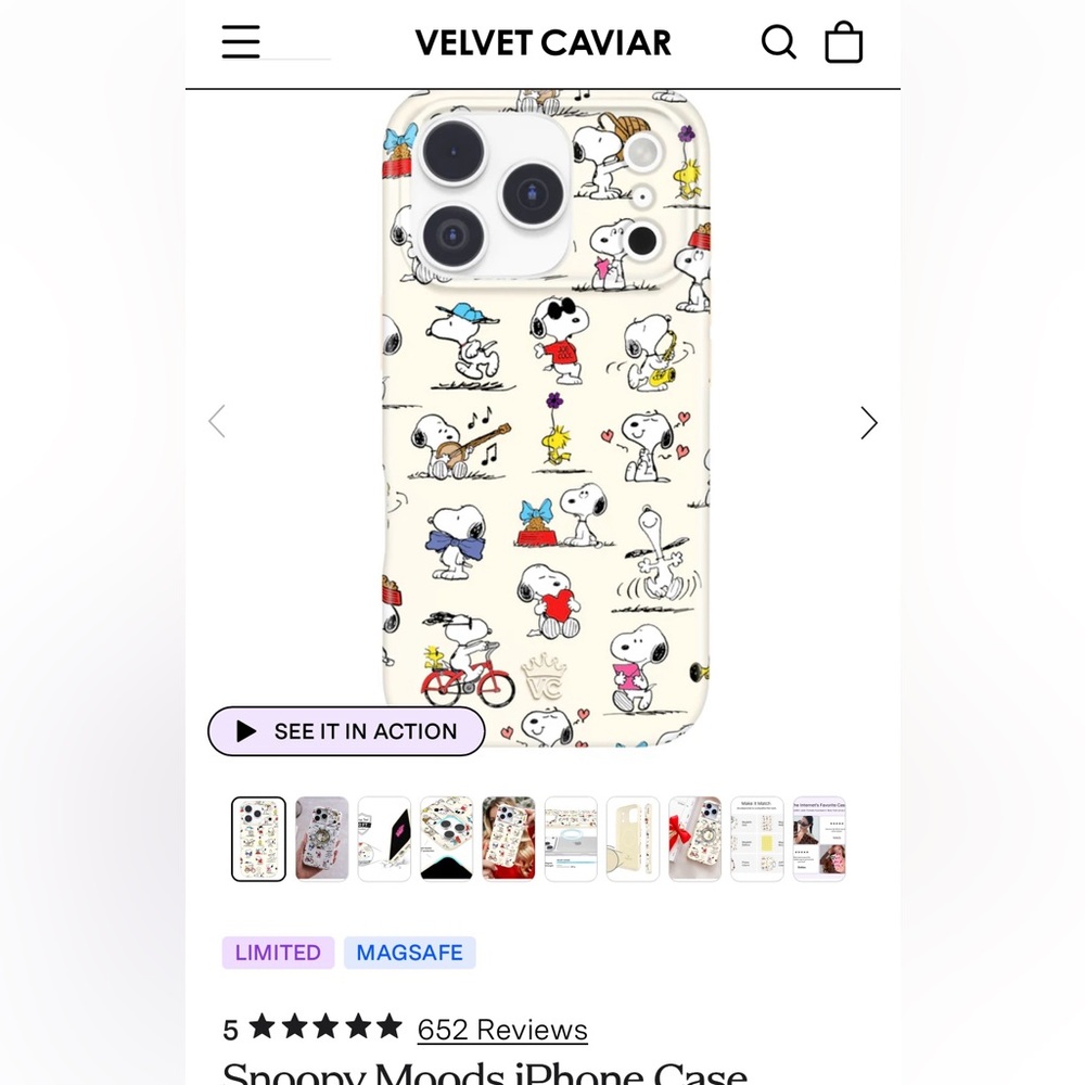 BNWOT Velvet Caviar Snoopy Moods phone case iPhone 15 Pro